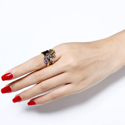 Vanessa Trendy Black Ring -  - belledesoiree.com