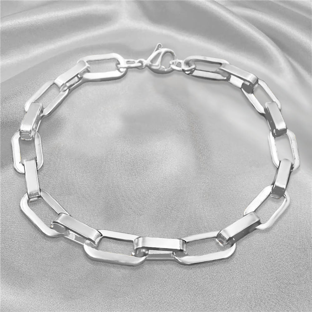 Bold silver Unisex Link Bracelet-BELLE DE SOIREE silver bracelet
