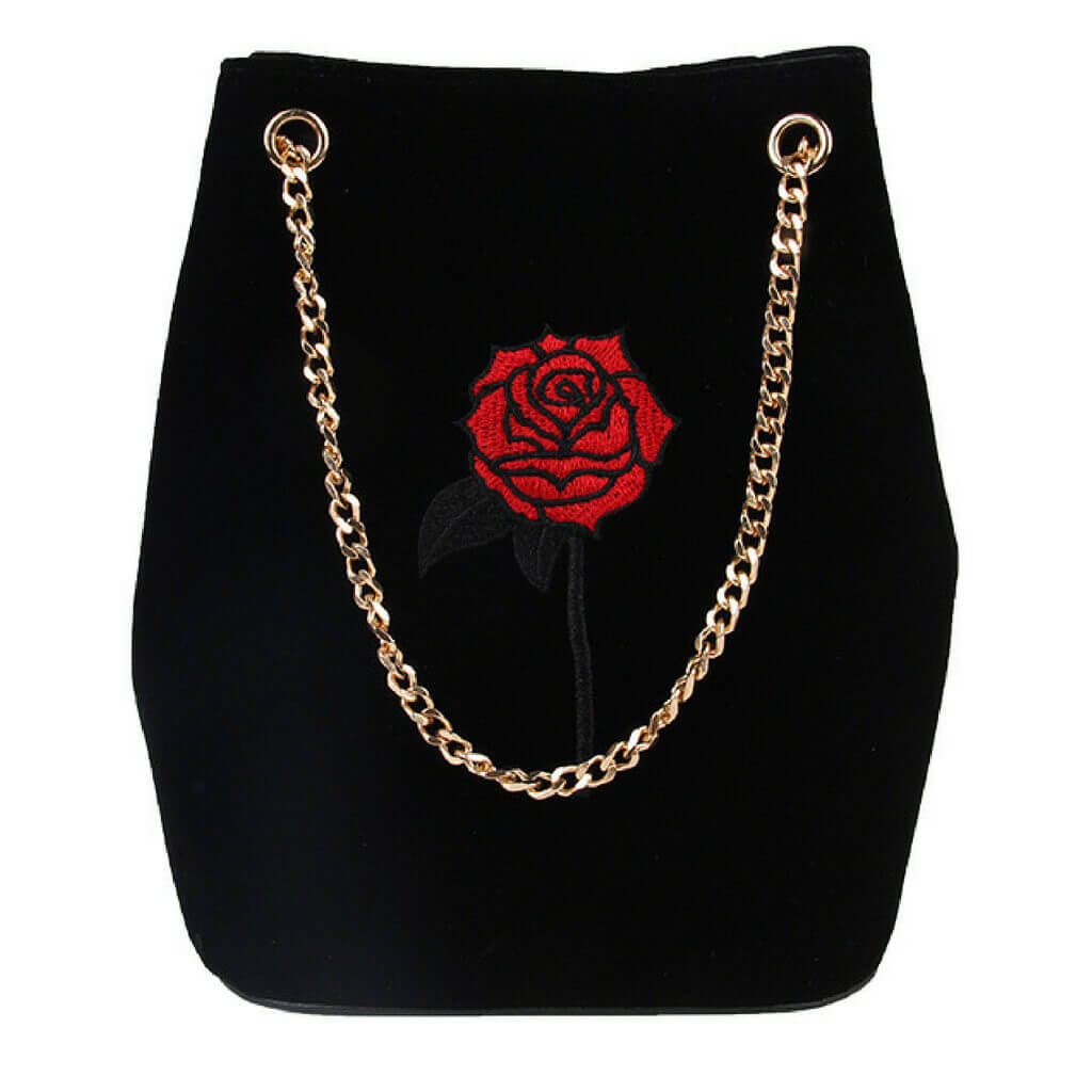 Diamond Black & Red Handbag "The Curvy" - belledesoiree.com