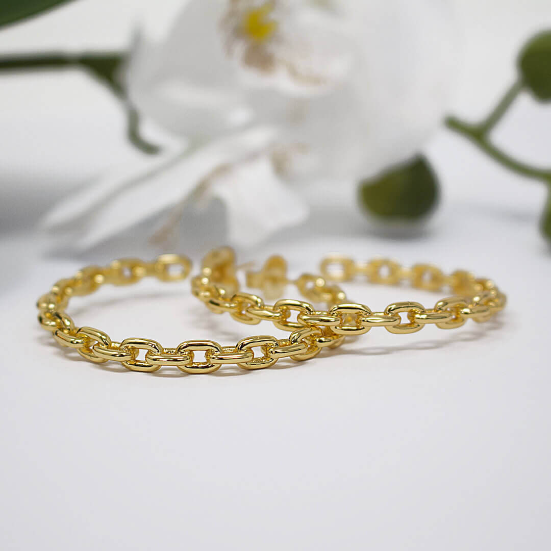 Elegant Twist Hoop Earrings-Large shown flat- BELLE DE SOIREE Elegant Hoop Earrings