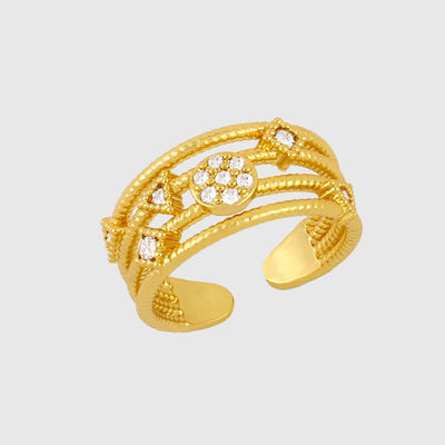 Geometric Crystal Triple Gold Filled Ring