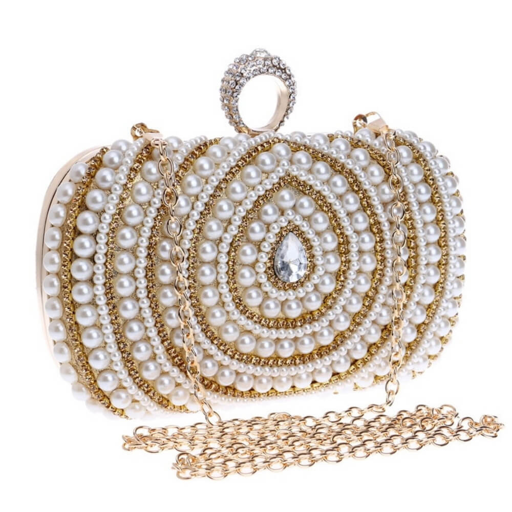 Gold & pearl clutch bag- belle de soiree show me off bag