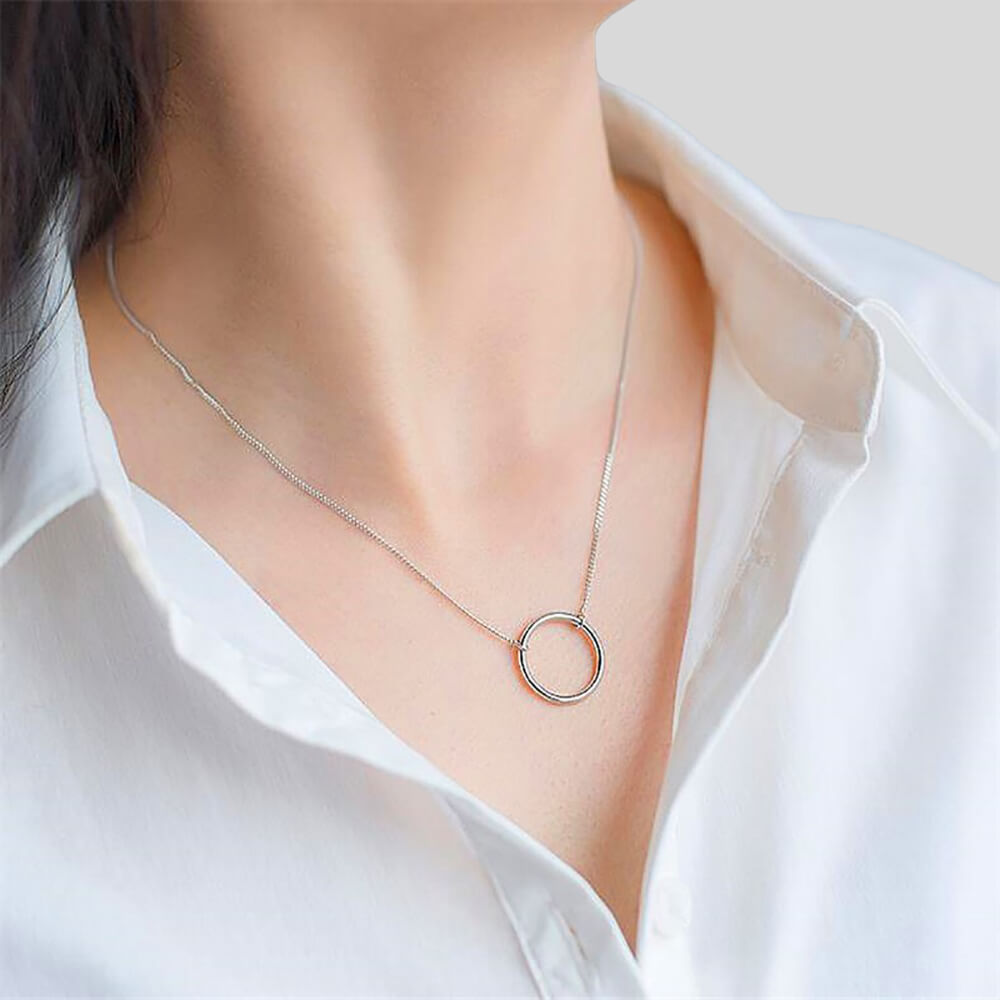Sterling Silver Round Pendant Necklace Jemima