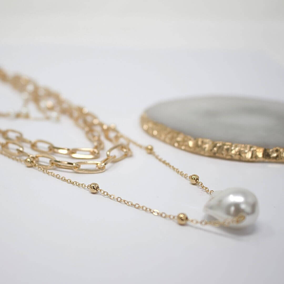 Boho Layered Necklaces shown flat very beautifully made BELLEDESOIREE Layered Necklaces