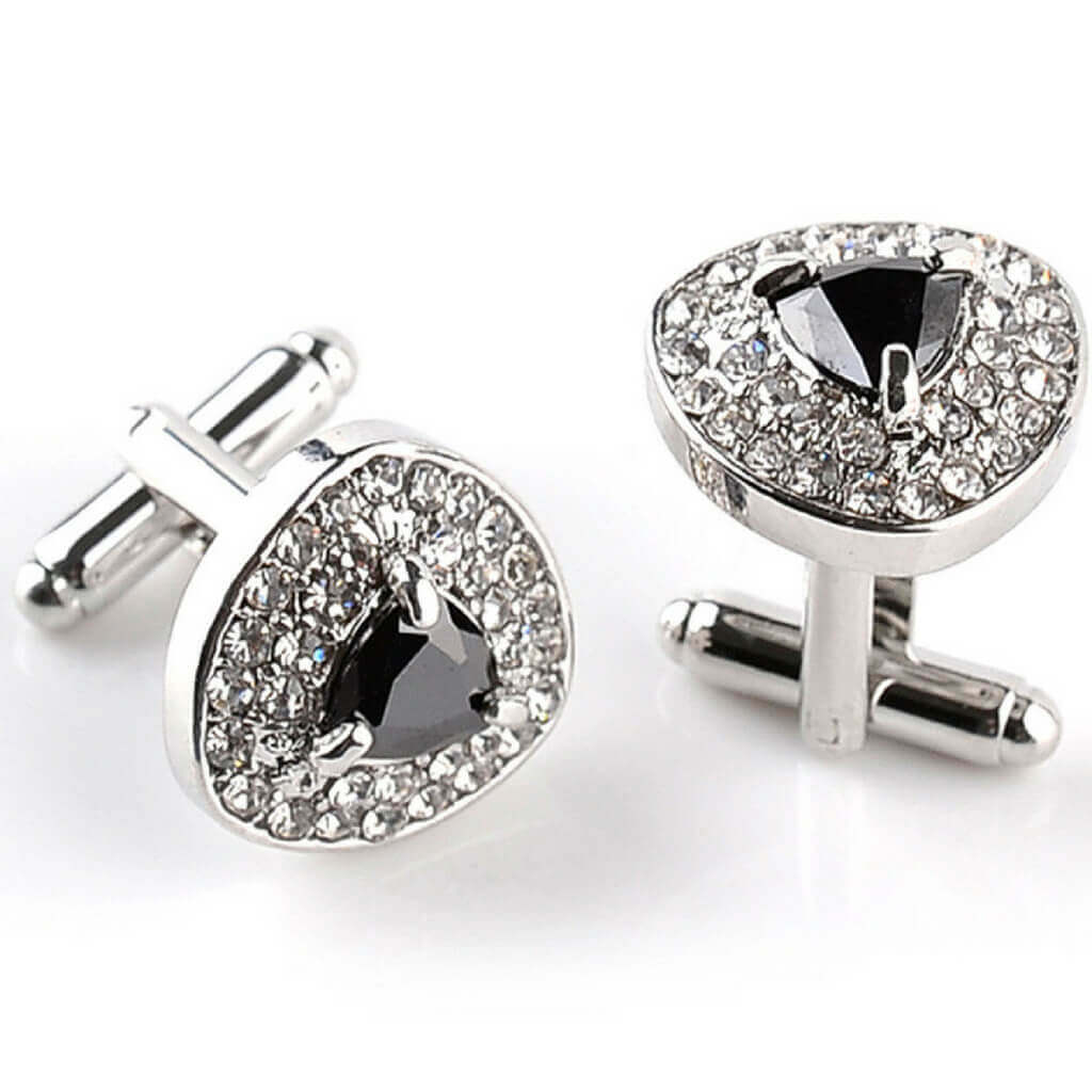 "Monsieur" Crystal Cufflinks-- belledesoiree.com