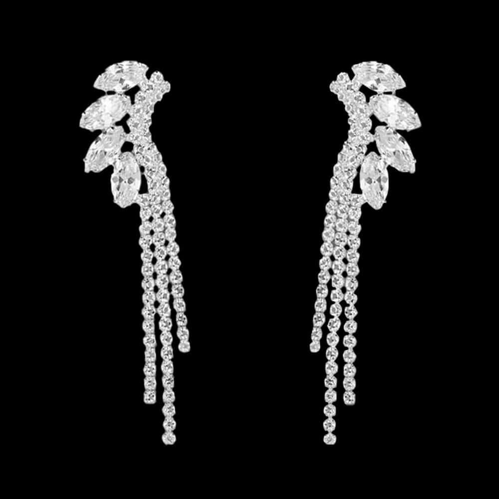 Clear Rhinestones Drop Earrings Natalia - BELLE DE SOIREE the earrings you need to have