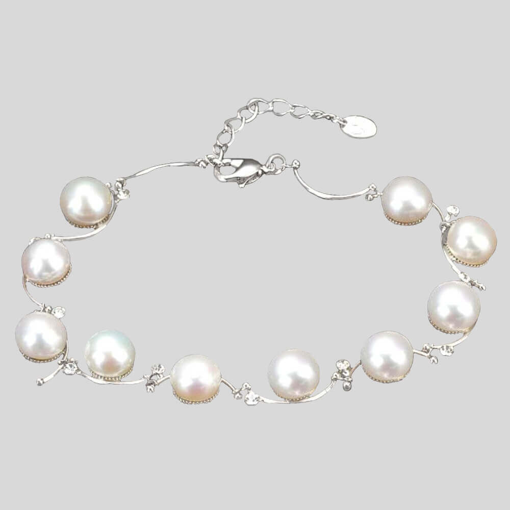 Pearl Crystal Silver Bracelet