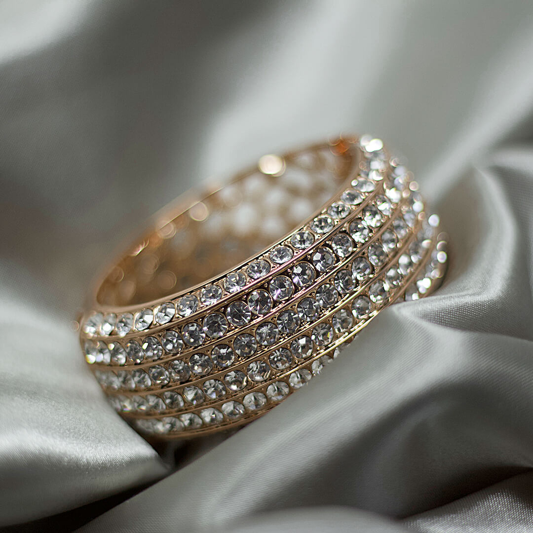Rhinestones Paved Cuff Rose Gold Bangle St Jean