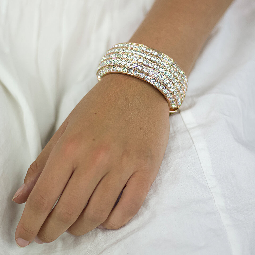 Rhinestones Paved Cuff Rose Gold Bangle St Jean