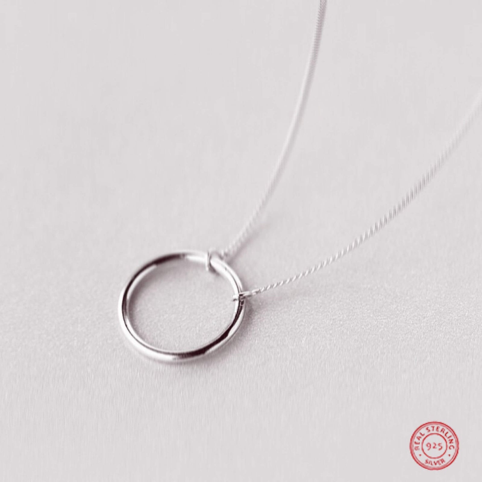 Sterling Silver Round Pendant Necklace- BELLE DE SOIREE silver pendant necklace