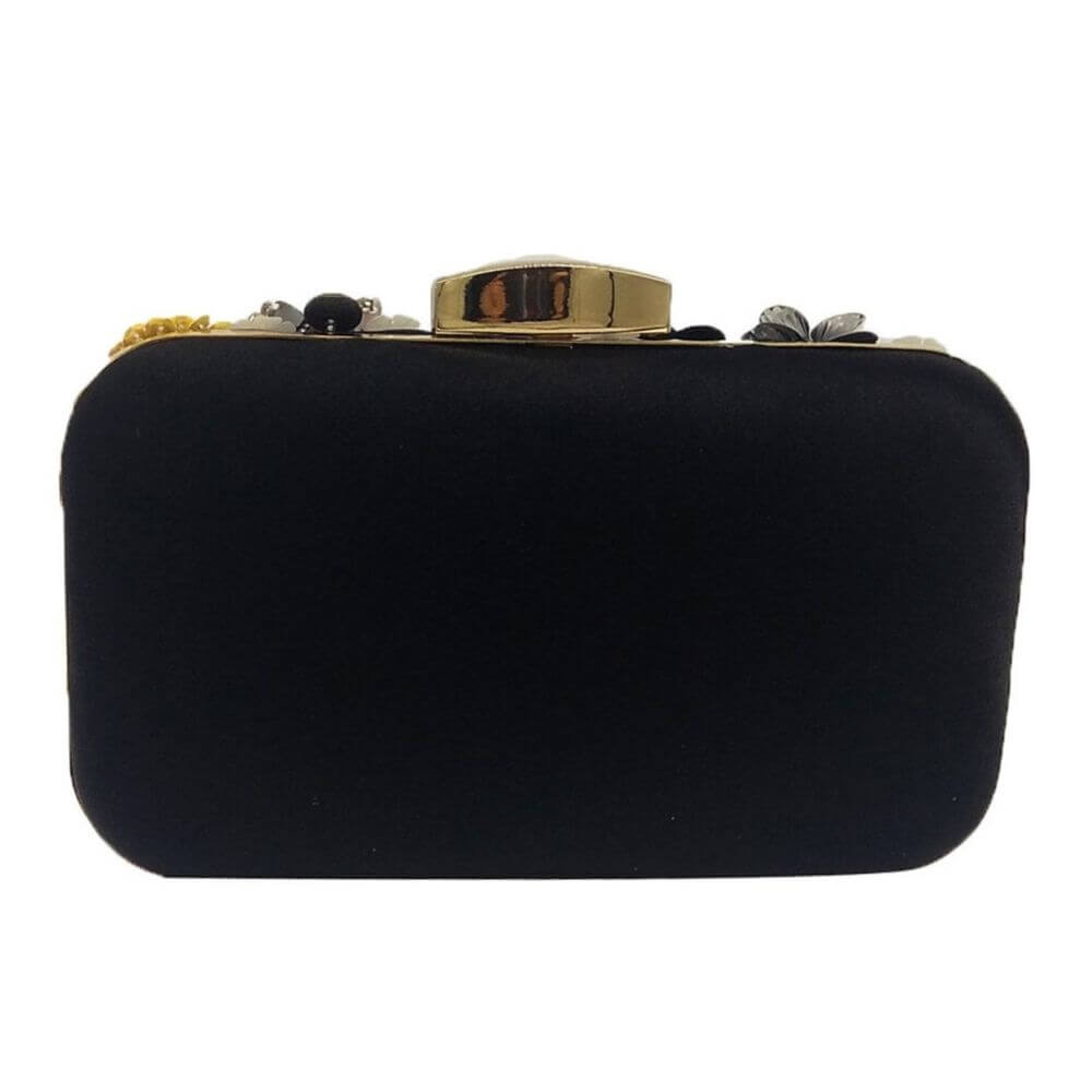 Flower Evening Crystal Clutch Tania shown from the back- belle de soiree Tania flower clutch bag