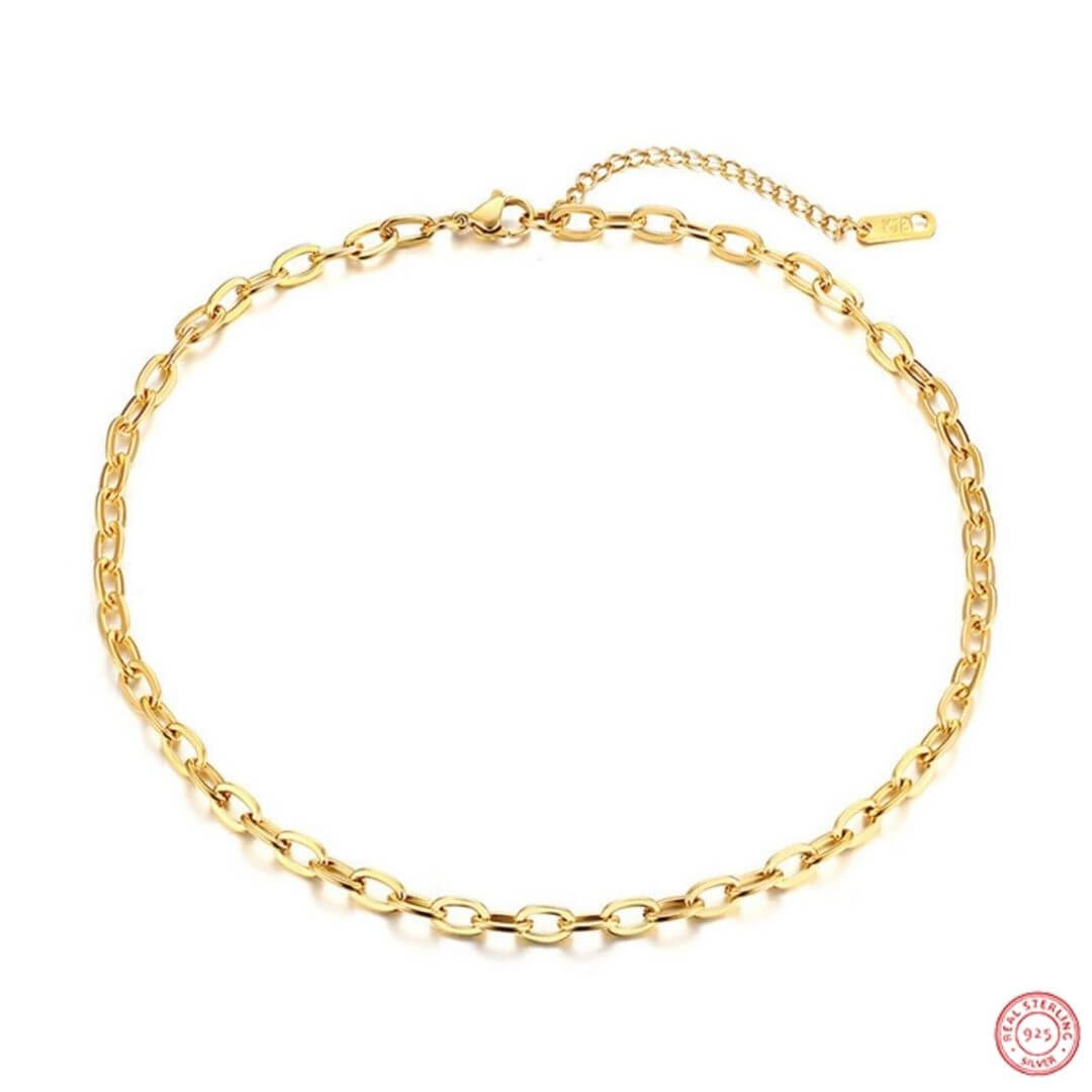 Timeless Gold-Tone Choker Necklace shown flat- BELLEDESOIREE
