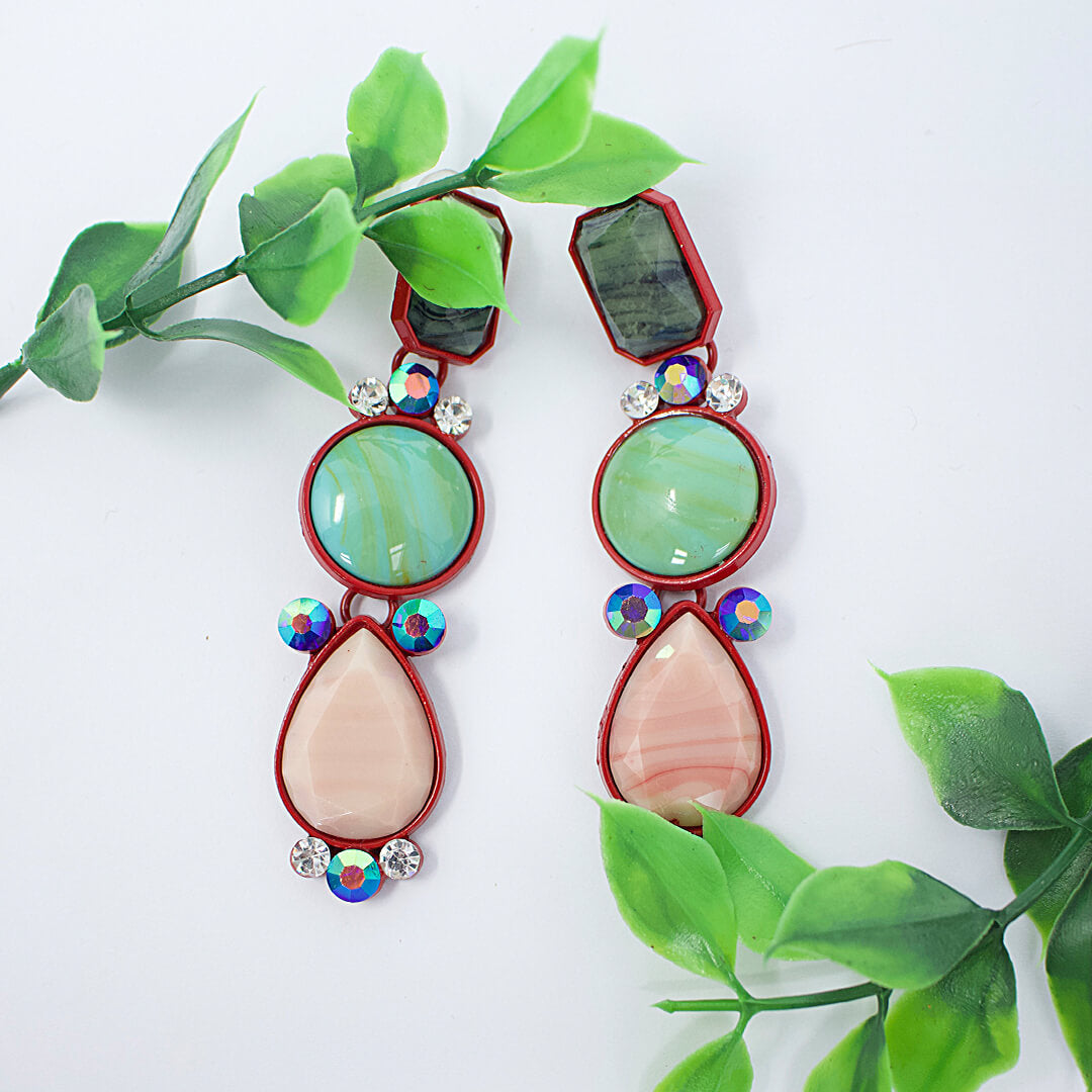 Vintage Multi Colour Chunky Earrings Cannes-Bellede Soiree