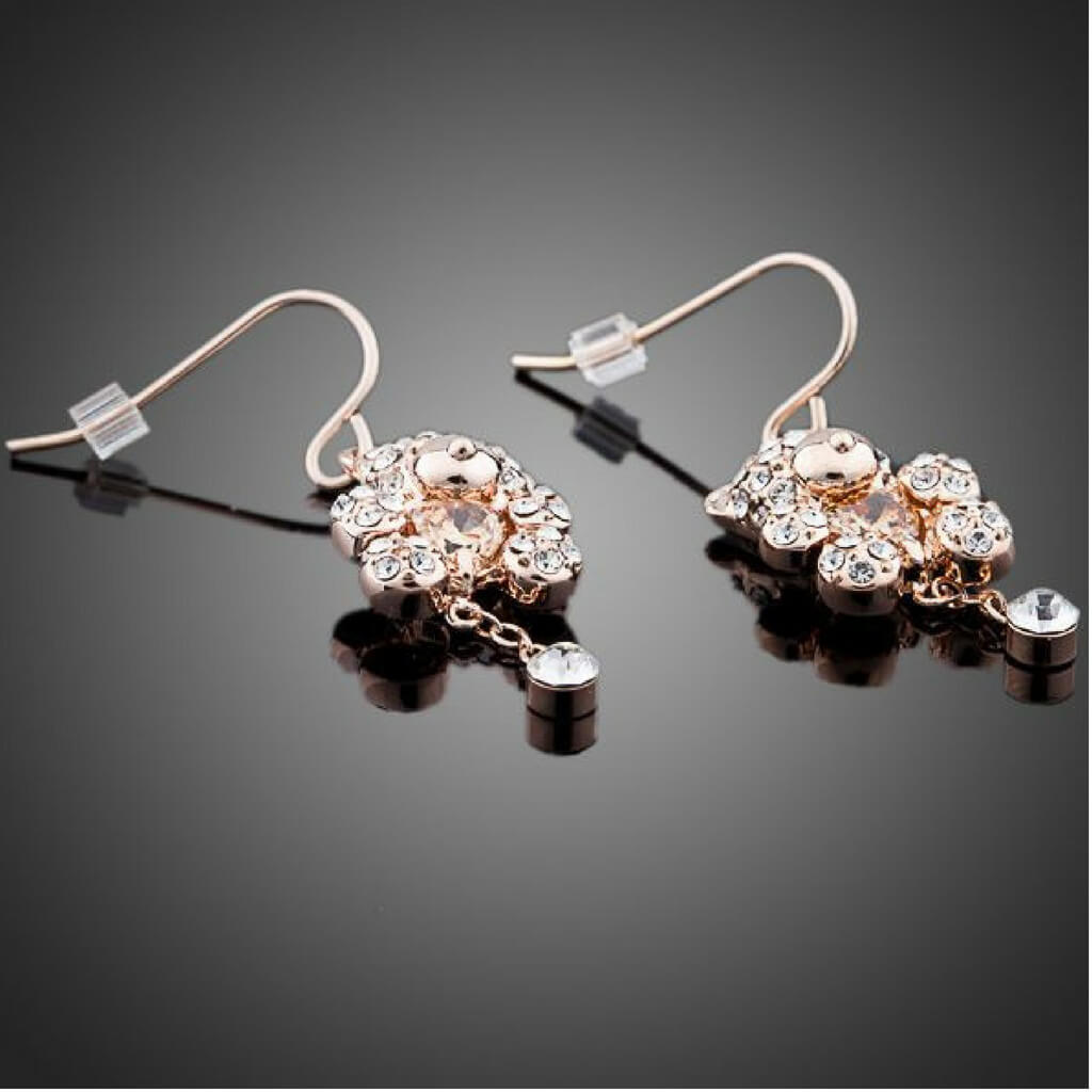 Zircon Jewellery Set "The Bears" earrings shown flat - belledesoiree.com