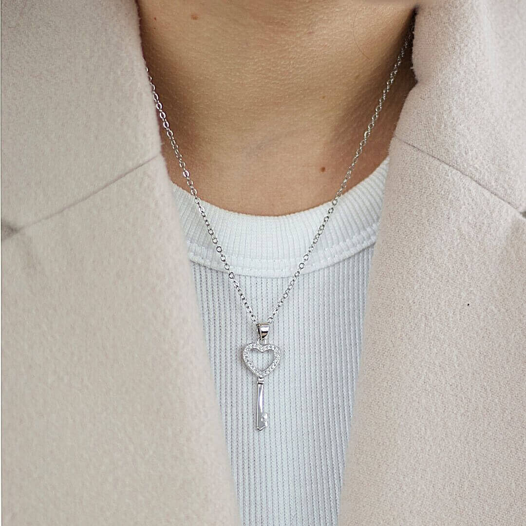 Sterling Silver Zirconia Crystal Mystery Pendant- BELLE DE SOIREE Sterling Silver Zirconia Crystal Pendant