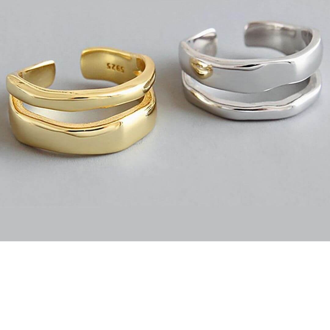 Ring Stopper in 925 Silver Bathed in 18kt Yellow Gold, Ring Stopper, Thin  Silver and Gold Ring, Stackable Ring, Smooth Ring -  Canada