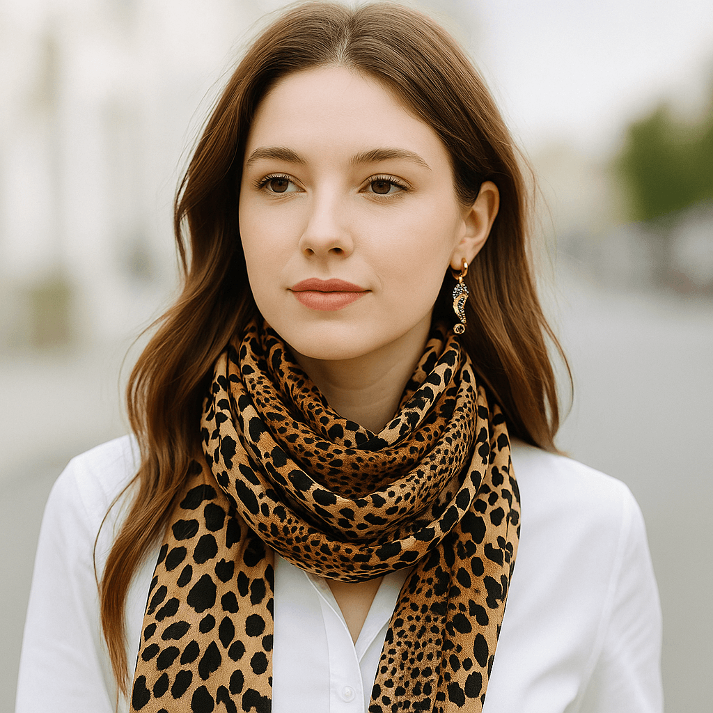 long silk leopard scarf -belle de soiree