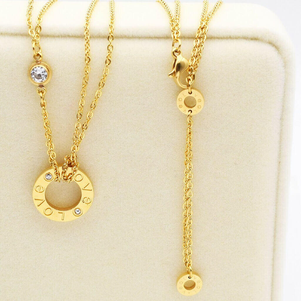 18K Gold Plated- "The Gold Love" Necklace-belledesoiree.com