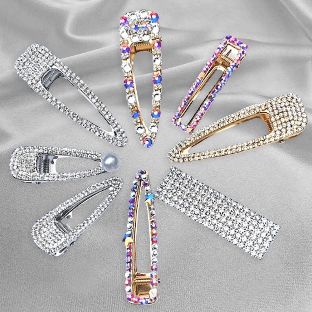 3 Rhinestone Silver Clips-belledesoiree