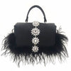 Elegant Rhinestone Black  Messenger Bag Acadia  - belledesoiree.com