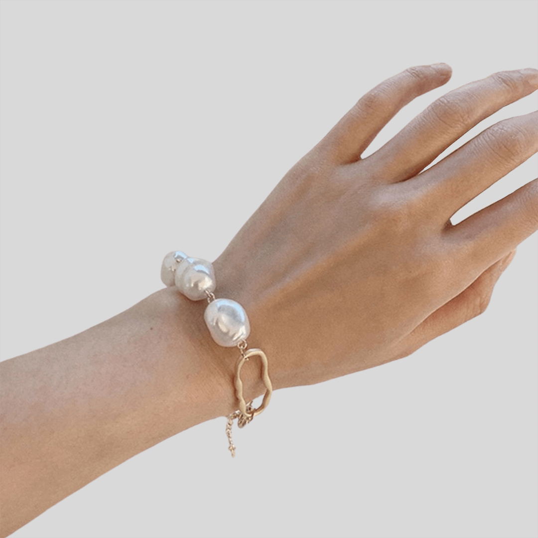 Pearl Bracelet & Ring with Matching Earrings Set Amanda  bracelet shown on a model- belle de soiree