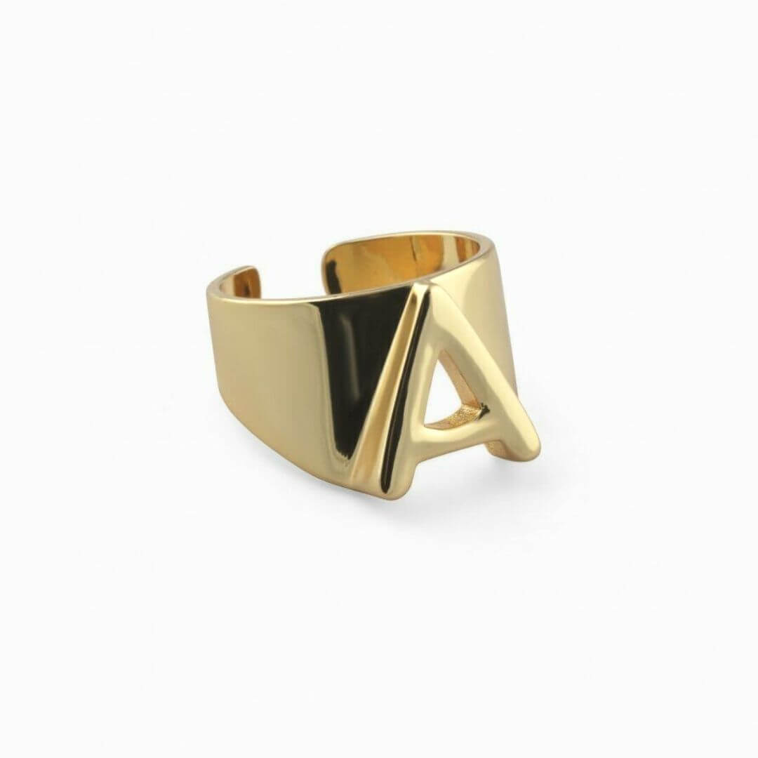 Gold Color Letter Adjustable Ring A-belledesoiree