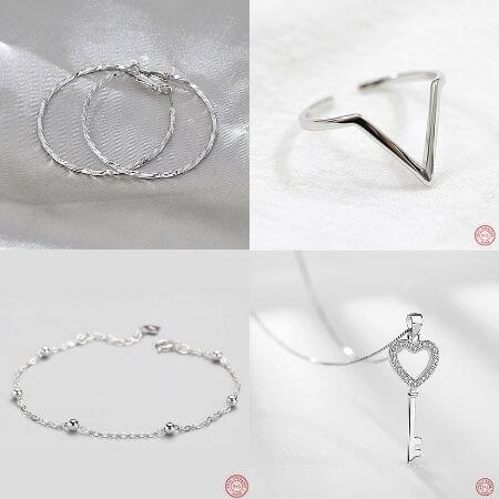 Second set of silver jewellery to chose from: Earrings, ring, bracelet & pendant-belle de soiree 2nd silver set on sale