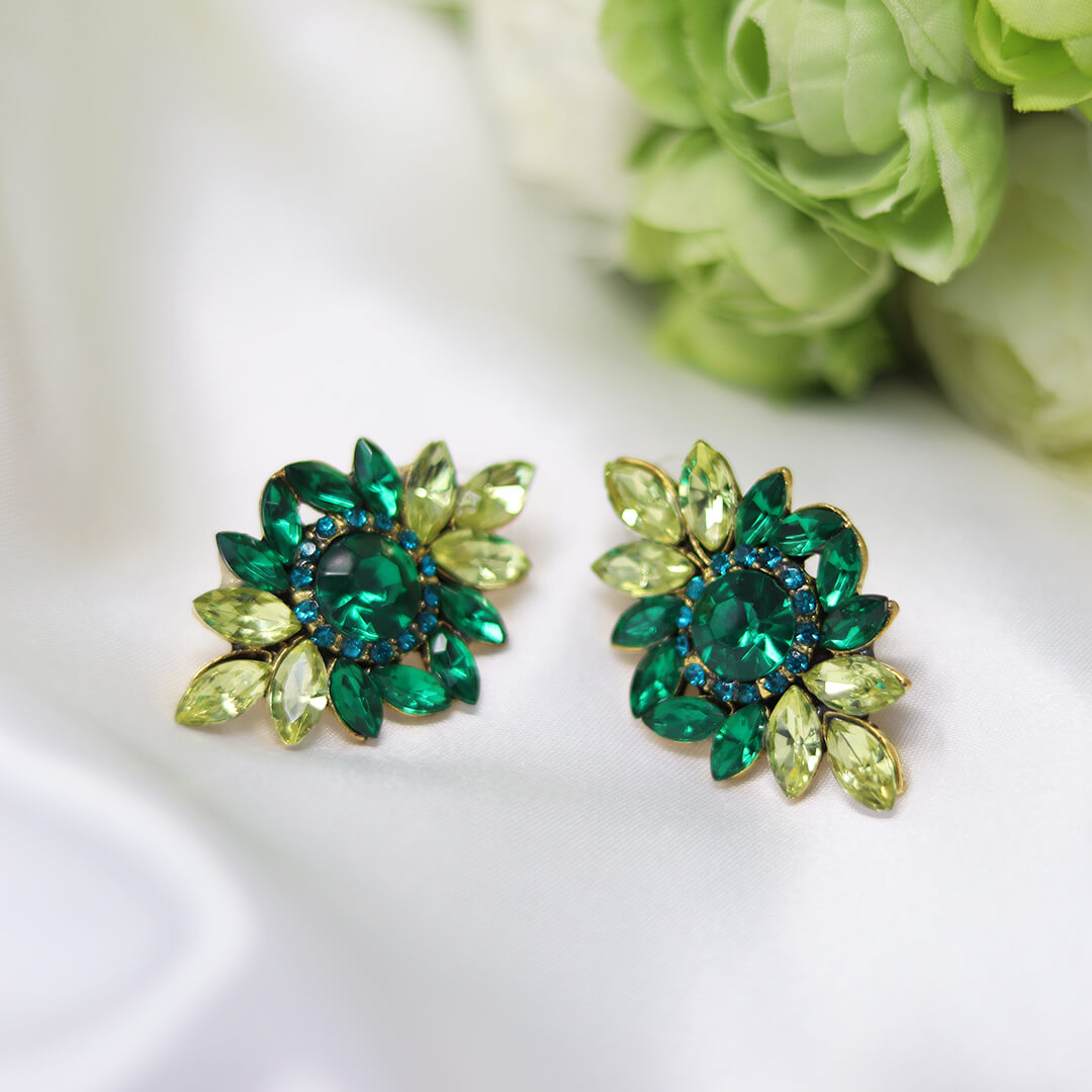 Ariana Stud Various Color Earrings Green