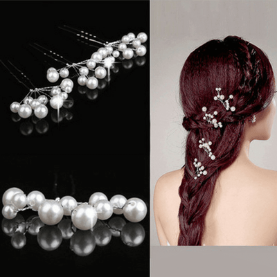These special pearl hairpins or crystal hairpiece are beautiful and ideal for a big occasion like a wedding for the bride to decorate her hair. Belledesoiree.com