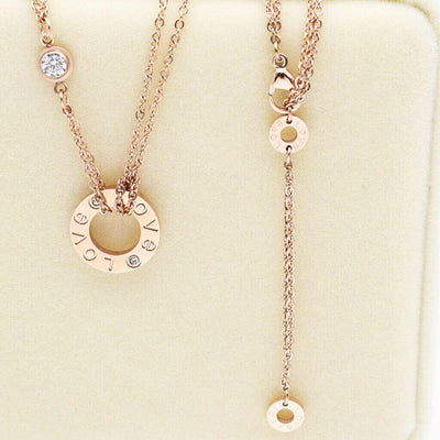 18K Gold Plated- "The Love" Necklace-rose gold-belledesoiree.com