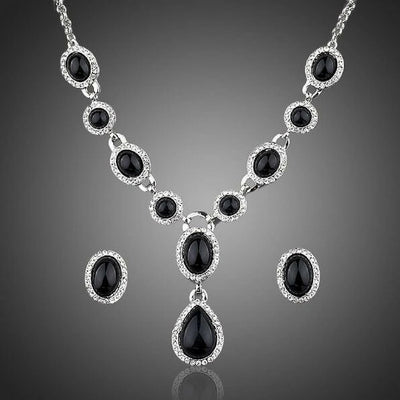 Black Silver Jewellery Set Marie Antoinette     - belledesoiree.com
