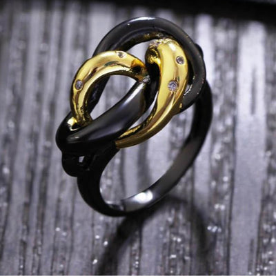 "The Clothilde" Black & Gold Ring- belledesoiree.com