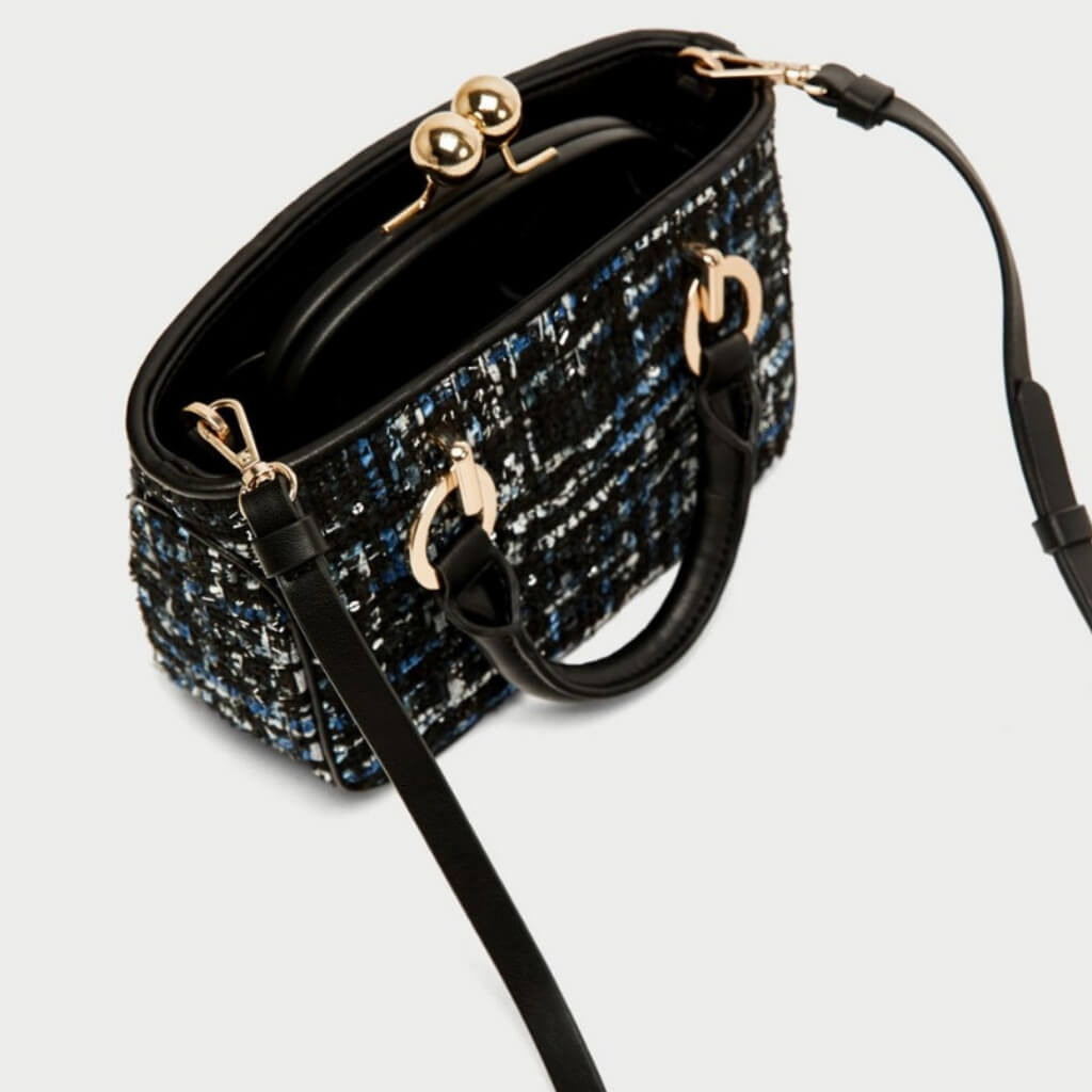 Multifunctional Mixt Grey and Black Handbag Edith  - belledesoiree.com