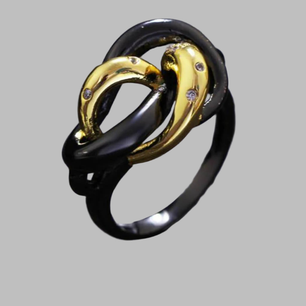 "The Clothilde" Black & Gold Ring- belledesoiree.com