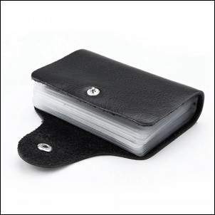 Black Business - ID- Bus Card Holder shown open flat- belledesoiree.com