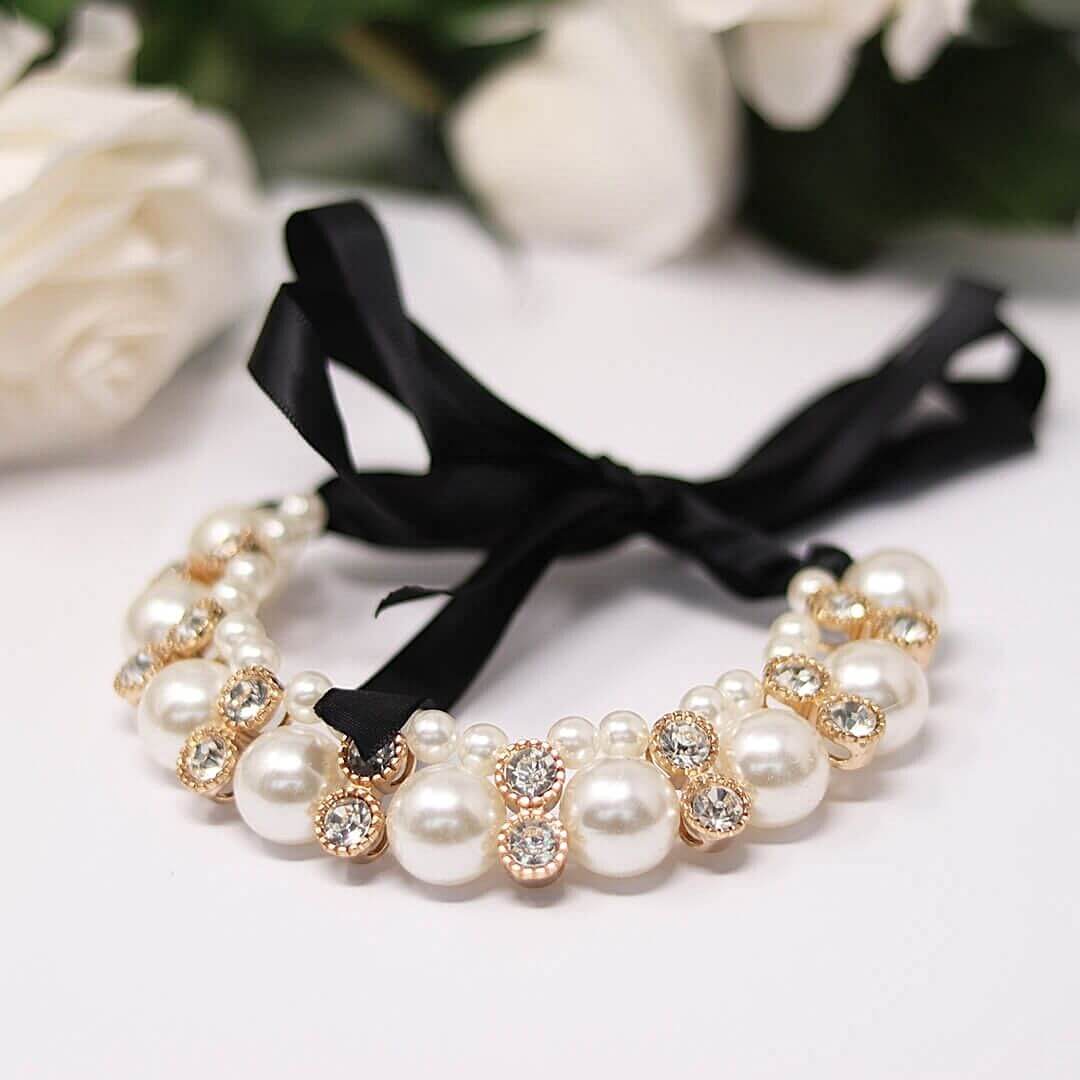 Chain Choker Necklace Olga - black - belledesoiree.com