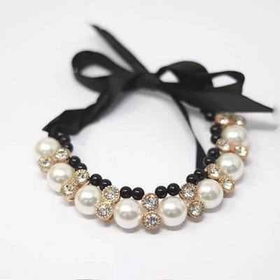Chain Choker Necklace Olga - black - belledesoiree.com