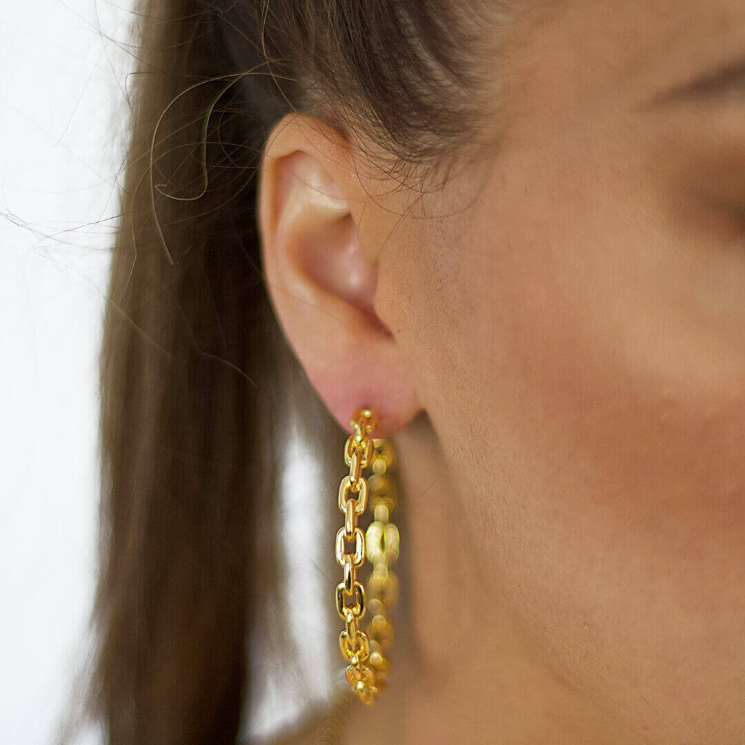 Elegant Twist Hoop Earrings-Large- BELLEDESOIREE.COM