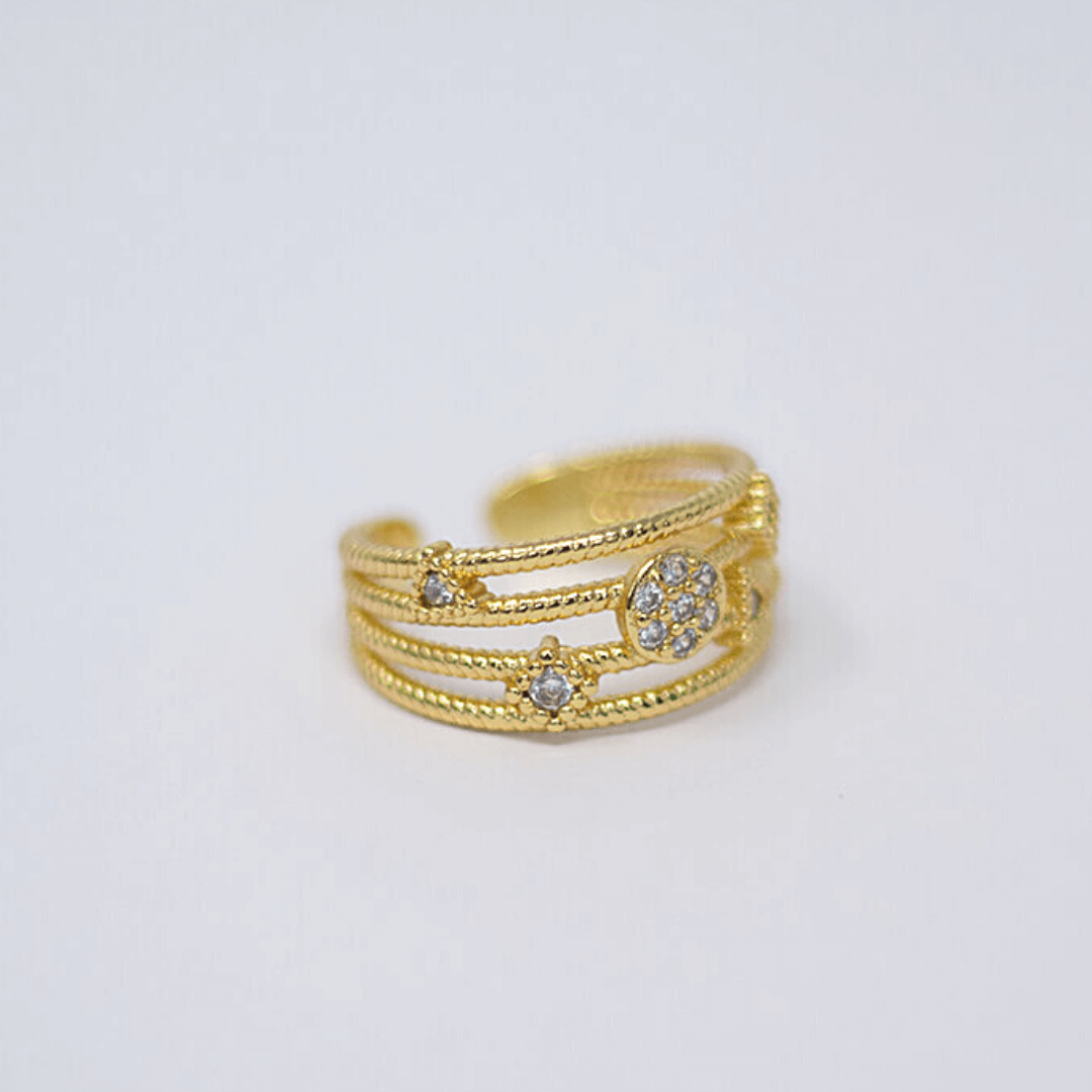 Geometric Crystal Triple Gold Filled Ring