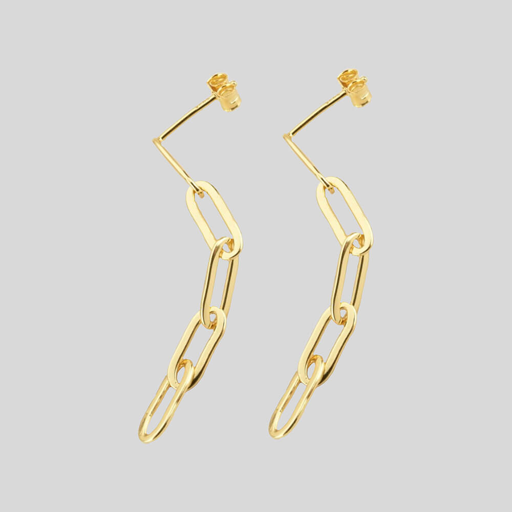Gold Plated Drop Chain Earrings