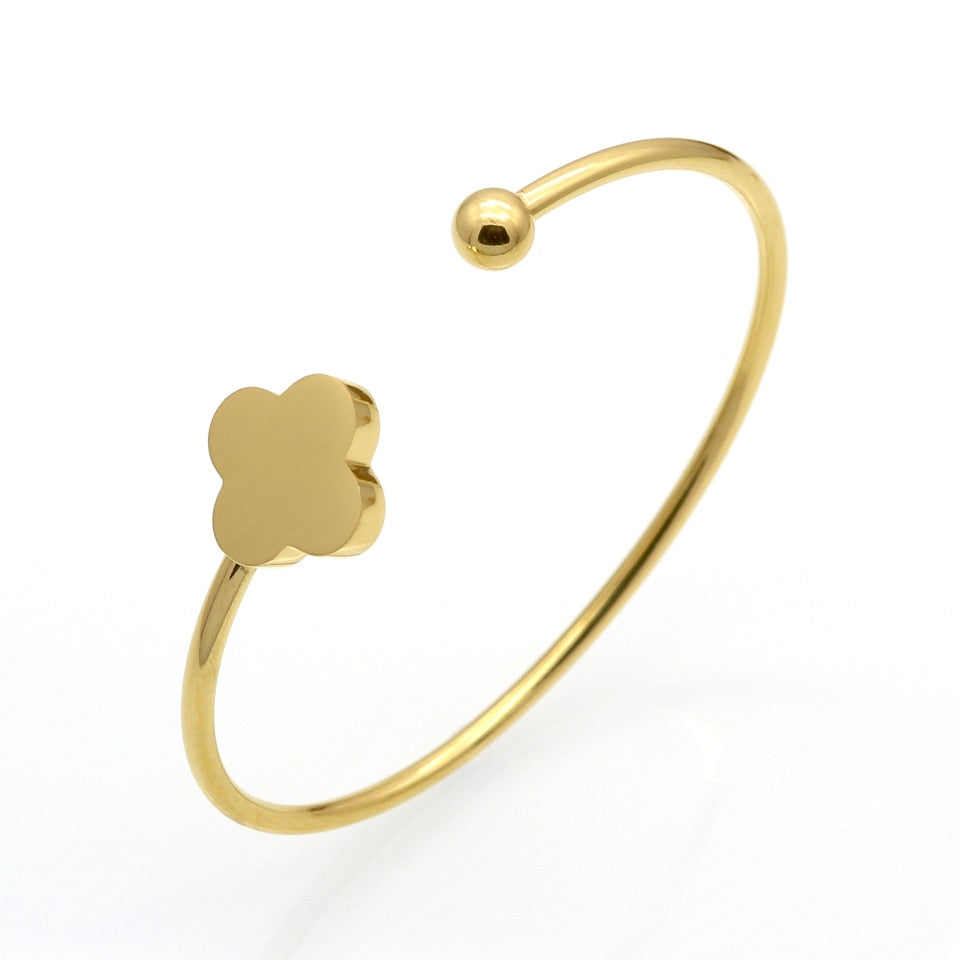 Minimalist Clover and Ball Bangle-belle de soiree