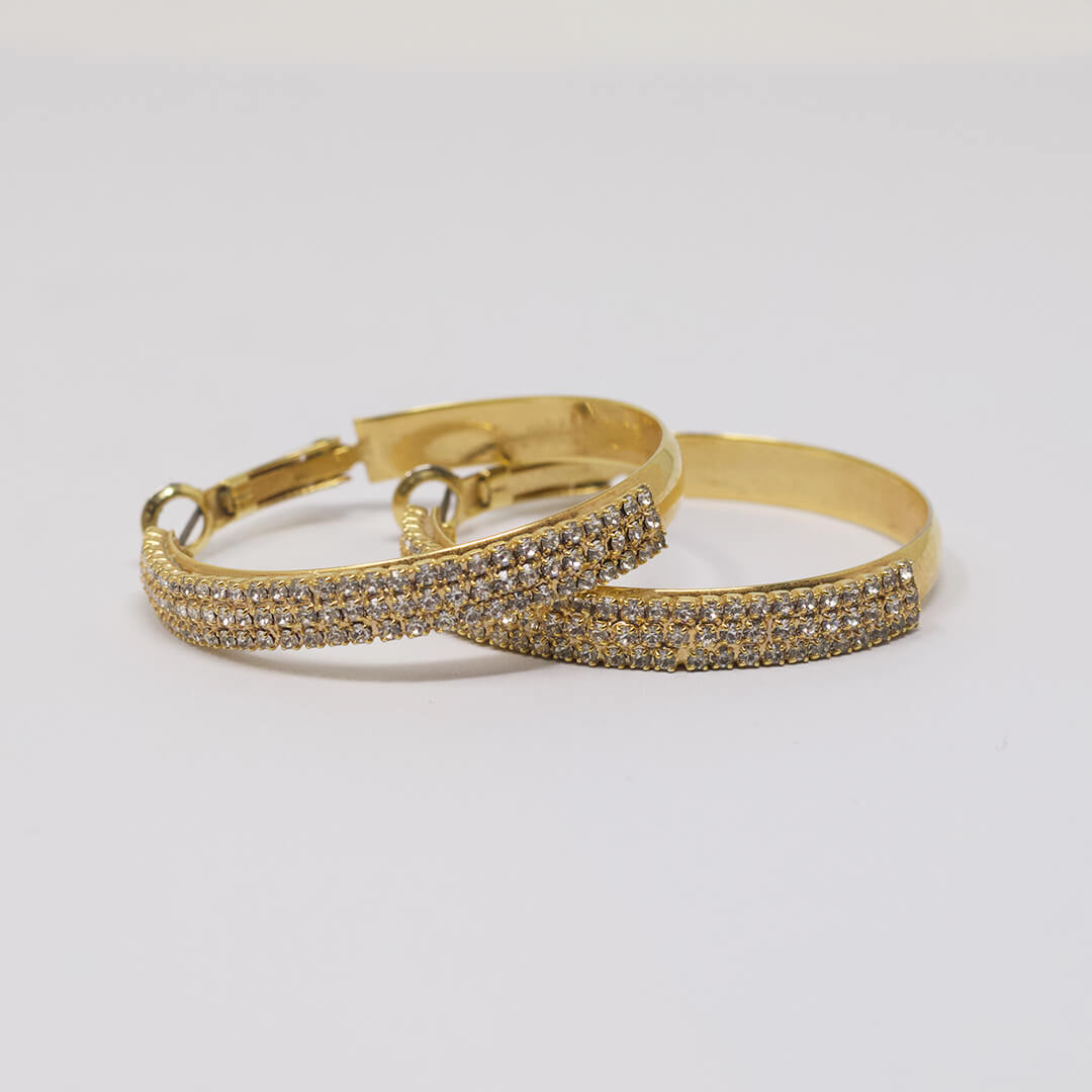 Gold Colour Hoop Earrings Karina shown flat on a white background-BELLE DE SOIREE Gold Colour Hoop Earrings Karina