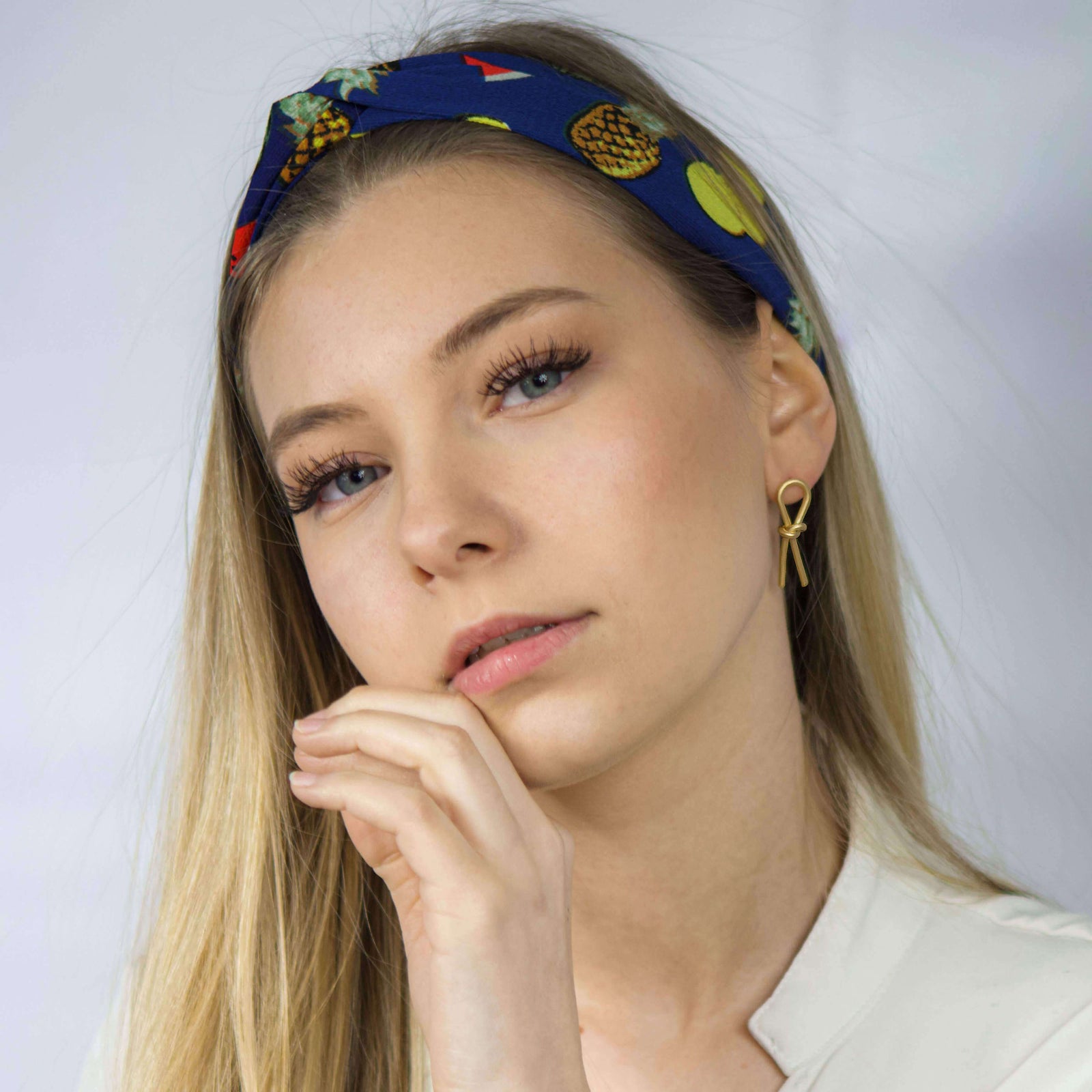 Gold Colour Stud Earrings-belledesoiree