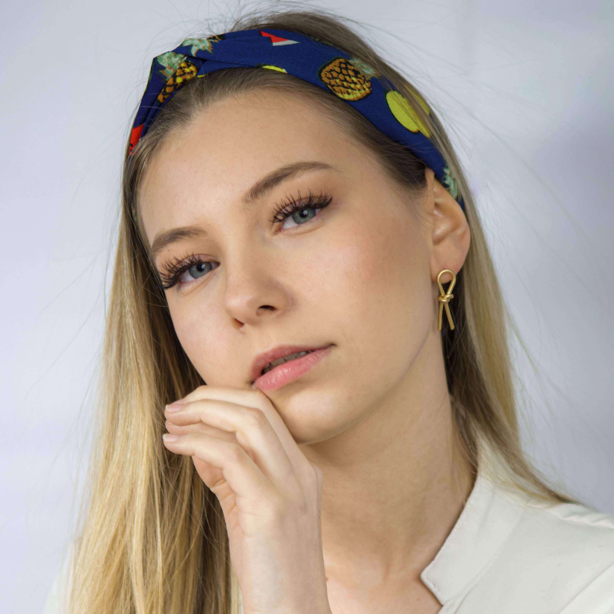 Gold Colour Stud Earrings-belledesoiree