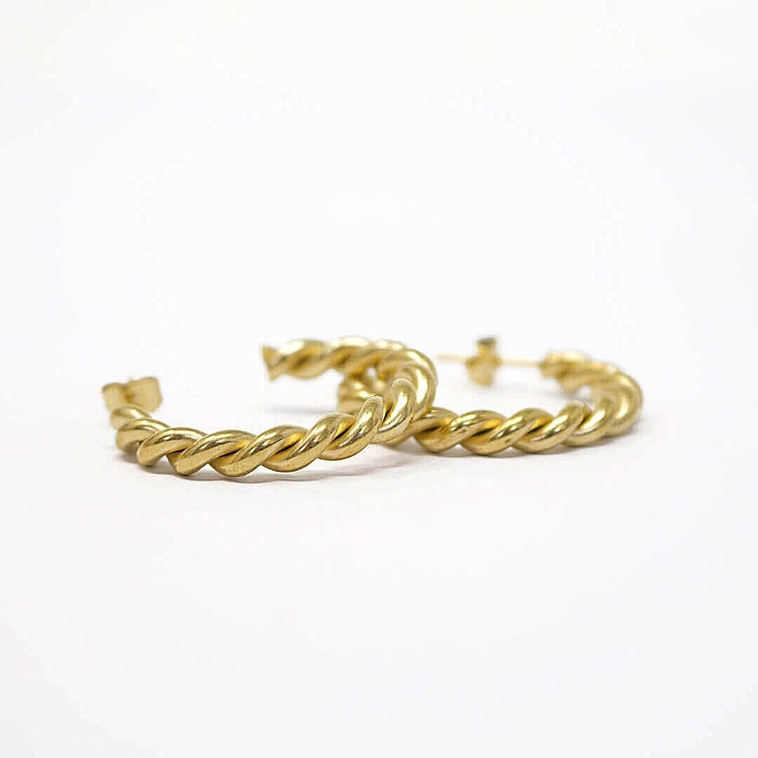 Elegant Twist Hoop Earrings/Medium size- BELLE DE SOIREE