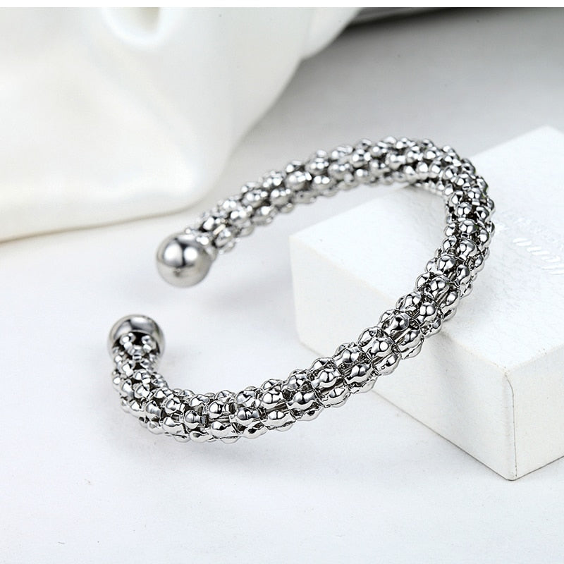 Silver Sphere Bangle Bracelet-belledesoiree