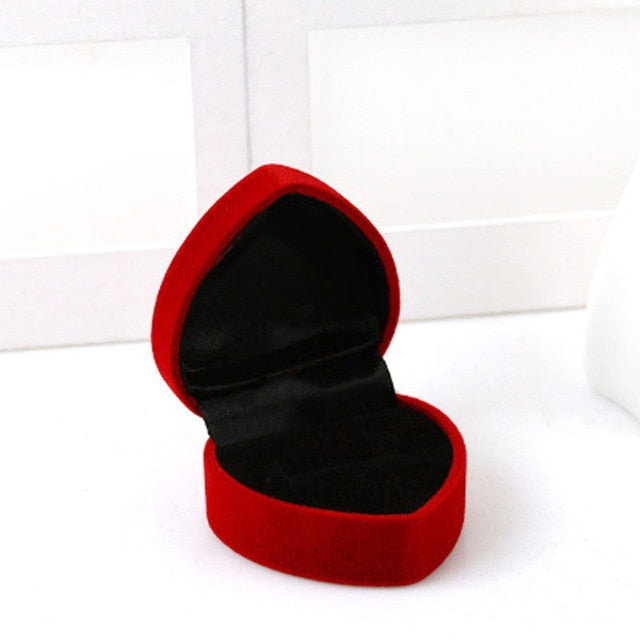 The Love Heart Red Ring Box shown empty &amp; open-BELLEDESOIREE