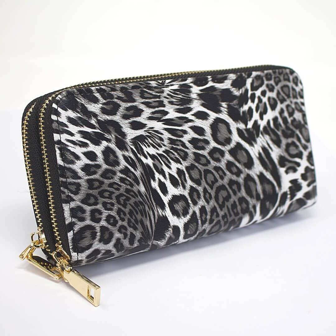 Large Women Leopard Zipper Wallet Purse