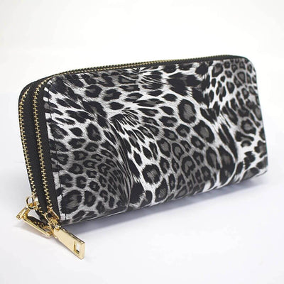 Large Women Leopard Zipper Wallet Purse