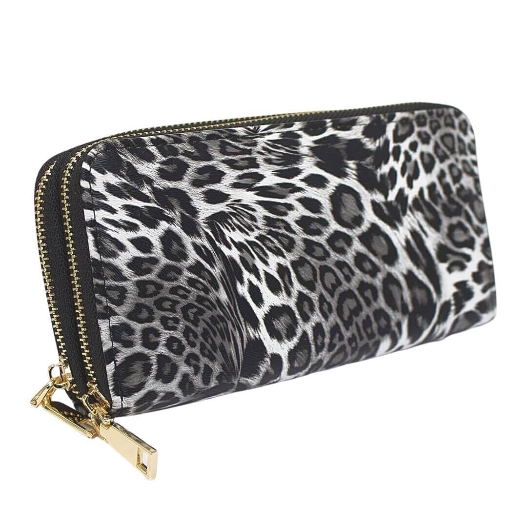 Large Women Leopard Zipper Wallet Purse-belledesoiree